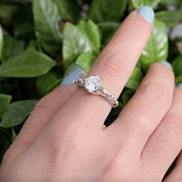 NEW Engagement Ring SZ. 7 S925 Sterling Silver Filigree Romantic Feminine - Picture 11 of 12